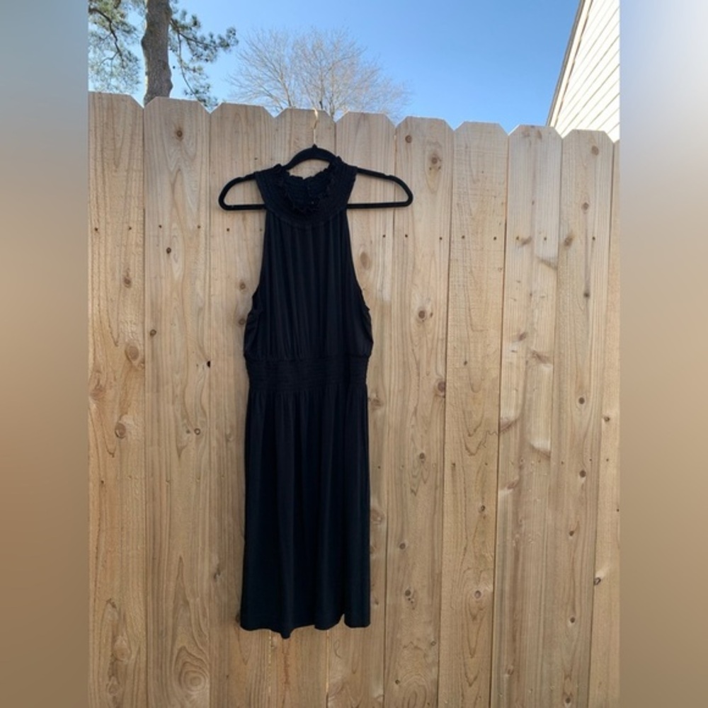 Vtg Jonathan Martin Women Tank Maxi Dress‎ Black Size 14 High Neckline Summer